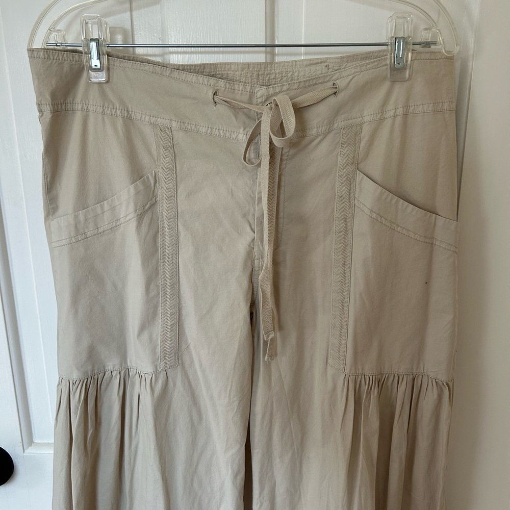 XCVI BEIGE XCVI WILLOW WIDE LEG STRETCH POPLIN PANTS SIZE MEDIUM - Picture 2 of 9